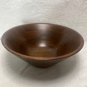 VTG Vermillion Walnut Wood Salad Serving Bowl Mid Century Modern Boho Fruits